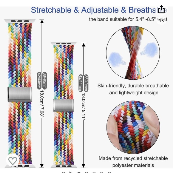 Nylon Elastic Stretchy Braided Solo Loop Compatible With Apple Watch Band Ultra - Picture 2 of 6